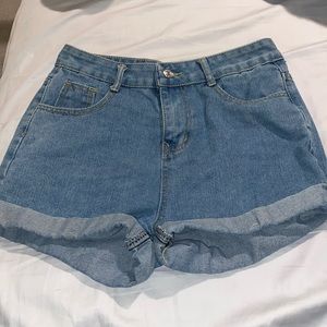 High waisted mom jean shorts